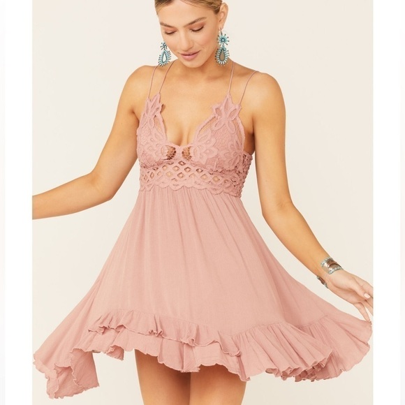 NWT Free People Adella Slip Dress in Rose - Picture 1 of 13